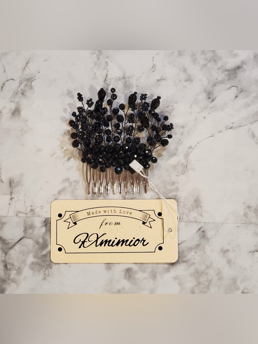 Fxmimior Bridal Hair Accessory Black Crystal Rhinestones Hair Comb Wedding Hair